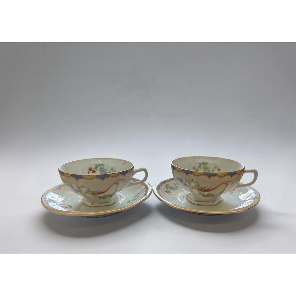 Golden‎ Pheasant (Octagonal) tea cup and saucers set of 2